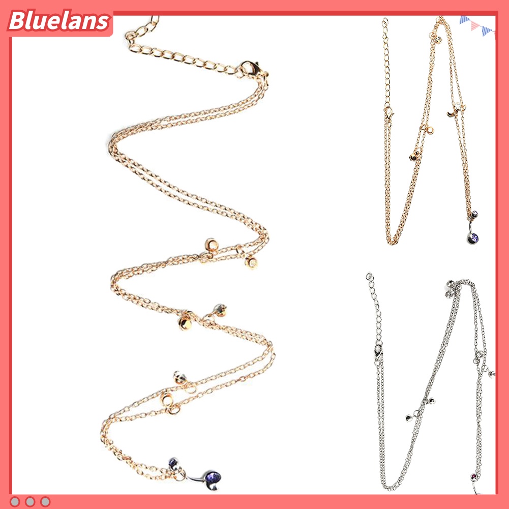 Bluelans Women Rhinestone Pendant Belly Button Ring Dangle Navel Piercing Waist Chain