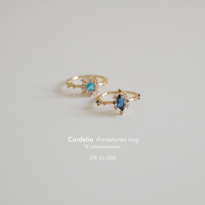 Ark.co - CORDELIA ring (sapphire, aquamarine, amethyst) cincin rhinestone gemstone kristal permata solitaire blue green purple