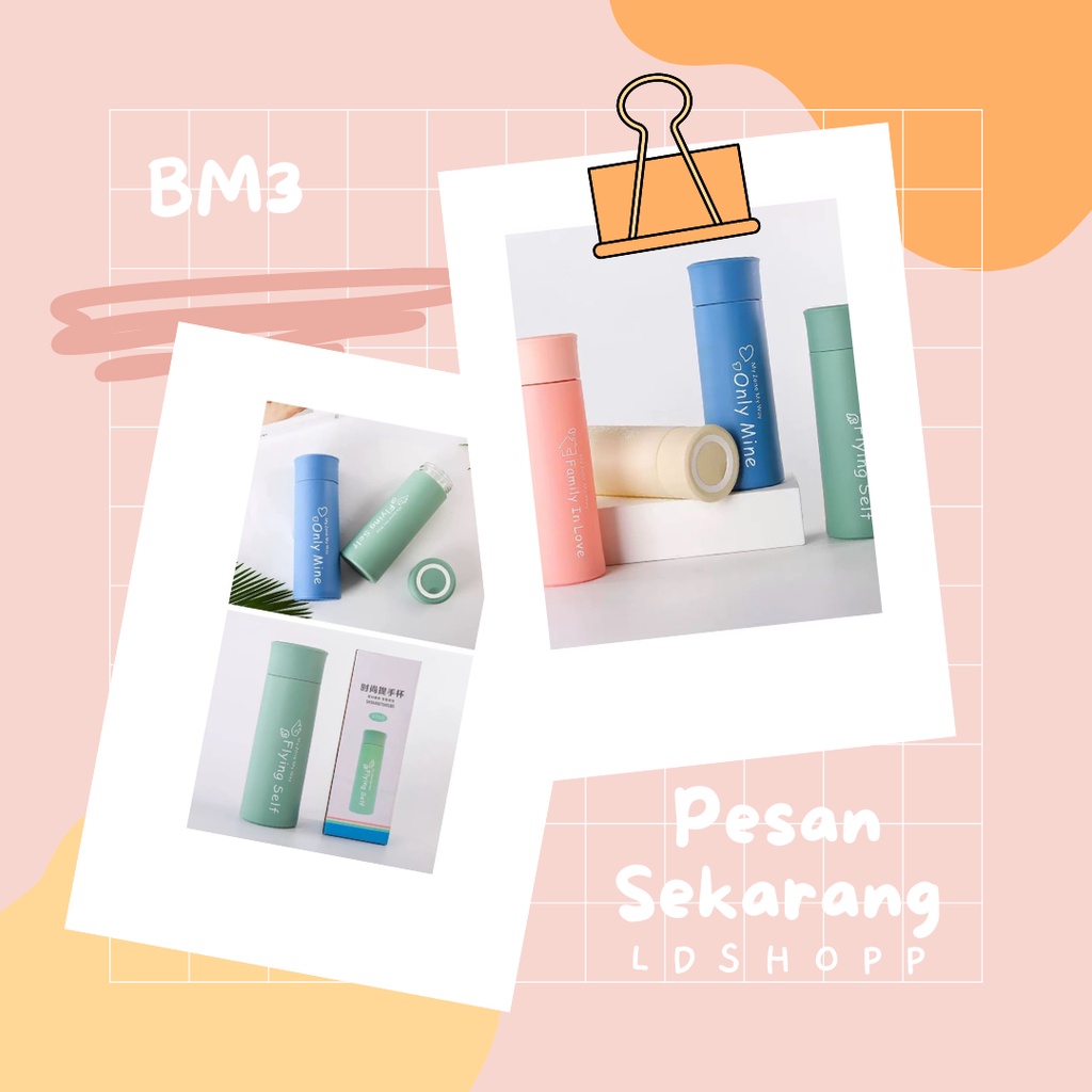 LDS BM3 Botol Minum Kaca My Zone My Way 400 ML Botol Minum Tumbler Botol Minum Import Murah Botol Minum Bening Cover Plastik Lucu dan Elegant