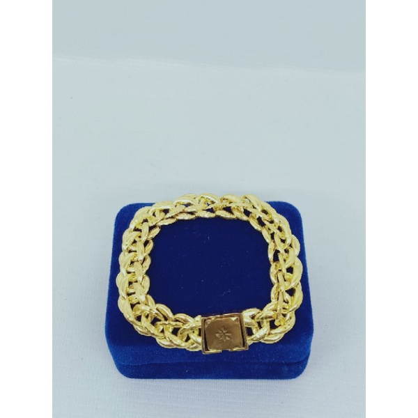 GELANG PERAK ASLI SILVER 925 LAPIS EMAS/GELANG RANTAI KEPANG+UKIR BLINK/ASLI SILVER/GELANG FASHION WANITA TERBARU
