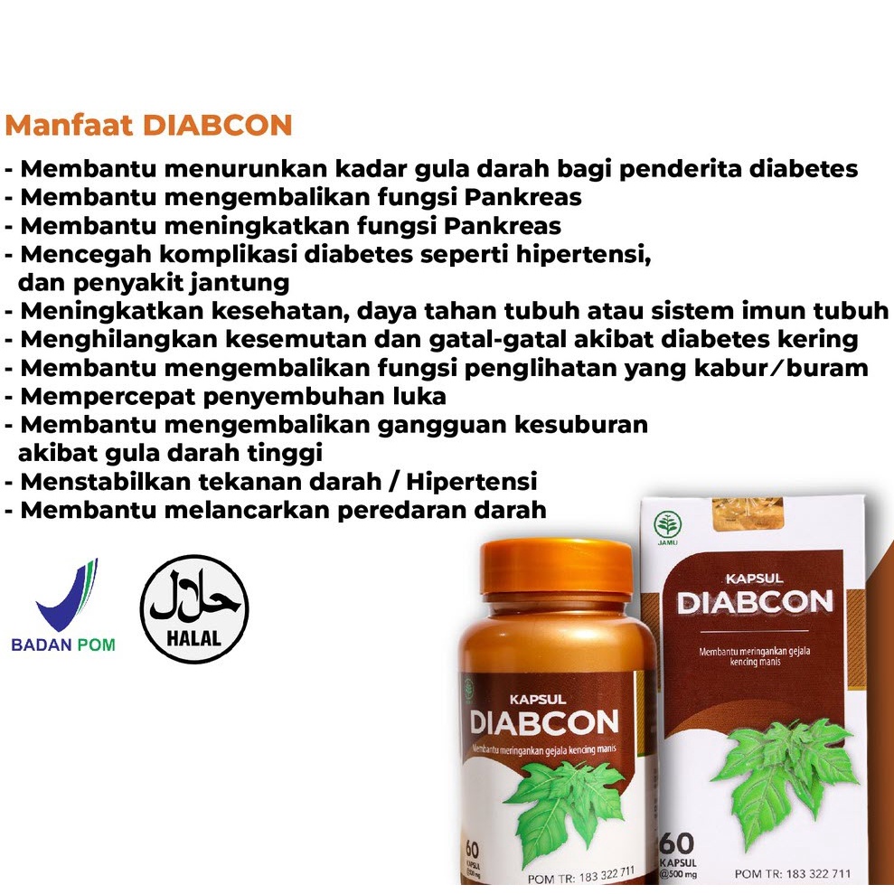 Kapsul Diabcon Obat Herbal Diabetes Gula Darah Kencing Manis 60 kapsul