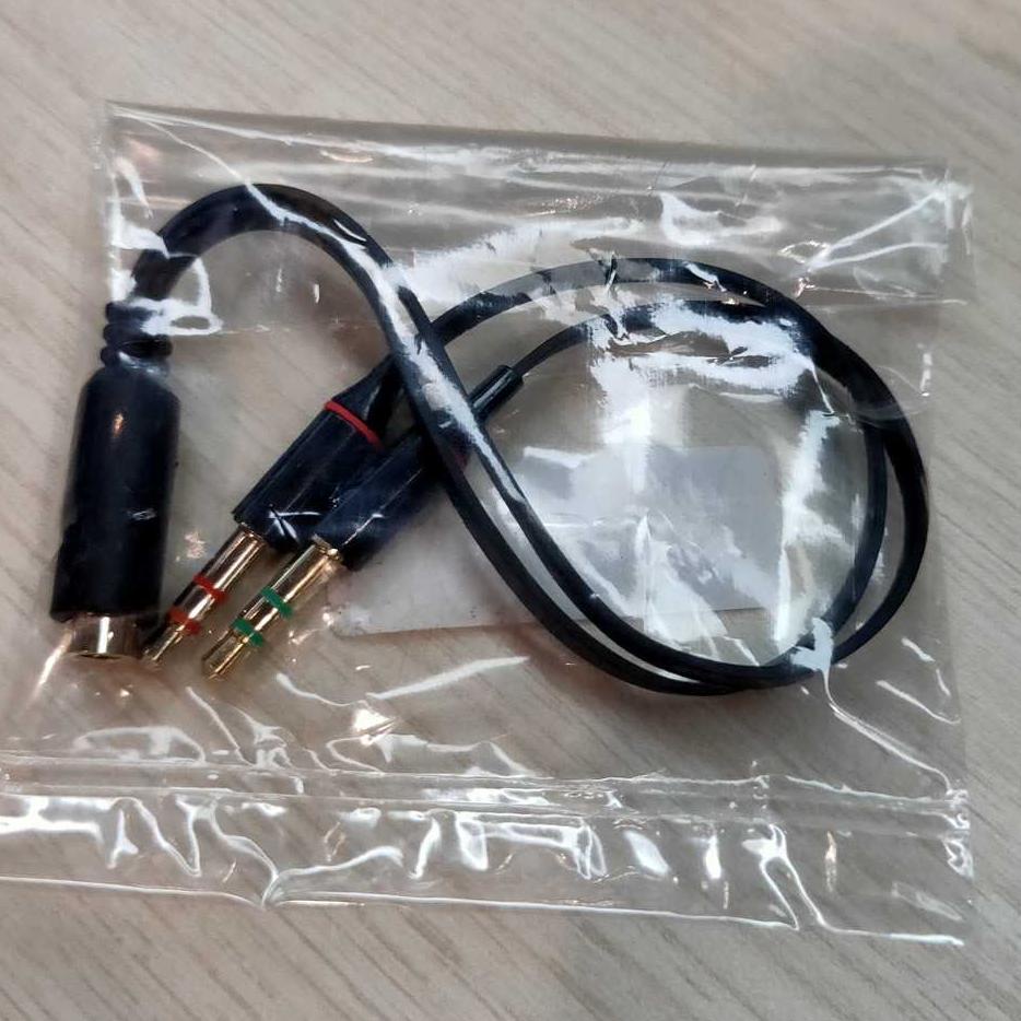 Harga Khusus--SPLITTER AUDIO CABLE JACK 3.5mm FEMALE DUAL 3.5mm MALE MIC HEADPHONE EARPHONE MICROPHO