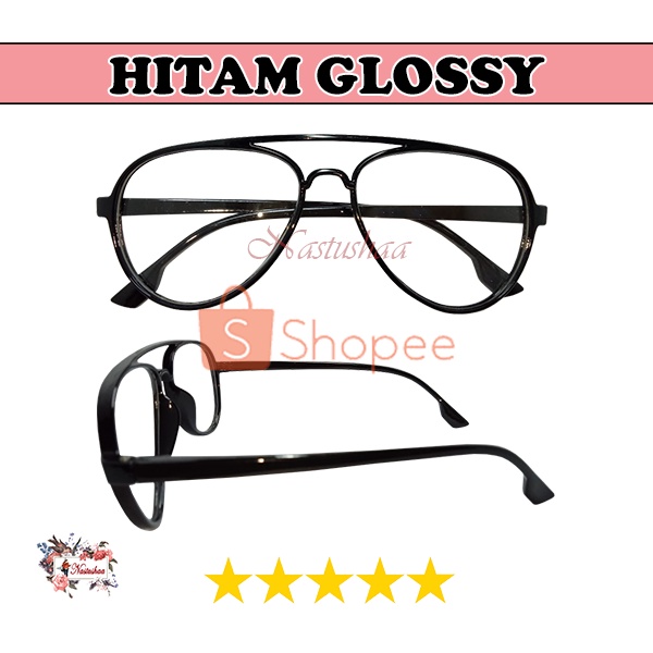 Kacamata Lensa Transparan Fashion Eye Glasses Pria Wanita Unisex Aviator Bening Kaca Mata Normal FREECASE