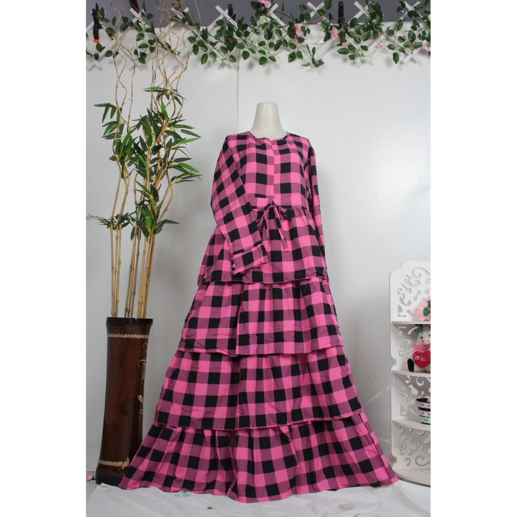 Gamis monalisa polkadot undak MARINA rempel susun lucu fashionable ootd shabby limitted