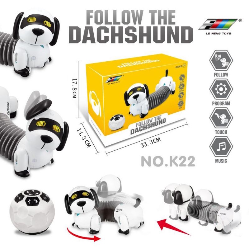[capt] Mainan Anak Remote Control Robot Anjing Pintar - RC Smart Dog Follow The Dachshund