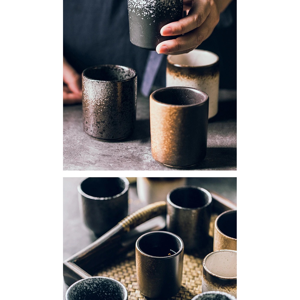 Gelas Cangkir Teh Keramik Japanese Style Ceramic Teacup 140ml Japan Style Ep025 Gray Or-i