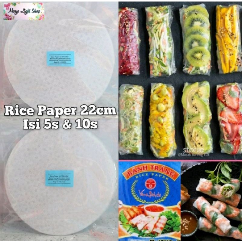 

Rice Paper 5 dan 10 lembar ricepaper bulat dan kotak banh trang kulit salad diameter sheet paper salad wrap halal termurah