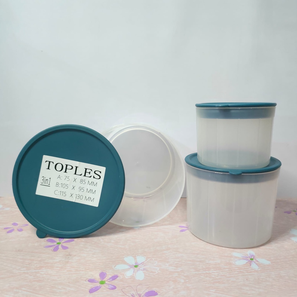 Toples Set Bulat Plastik 3 in 1