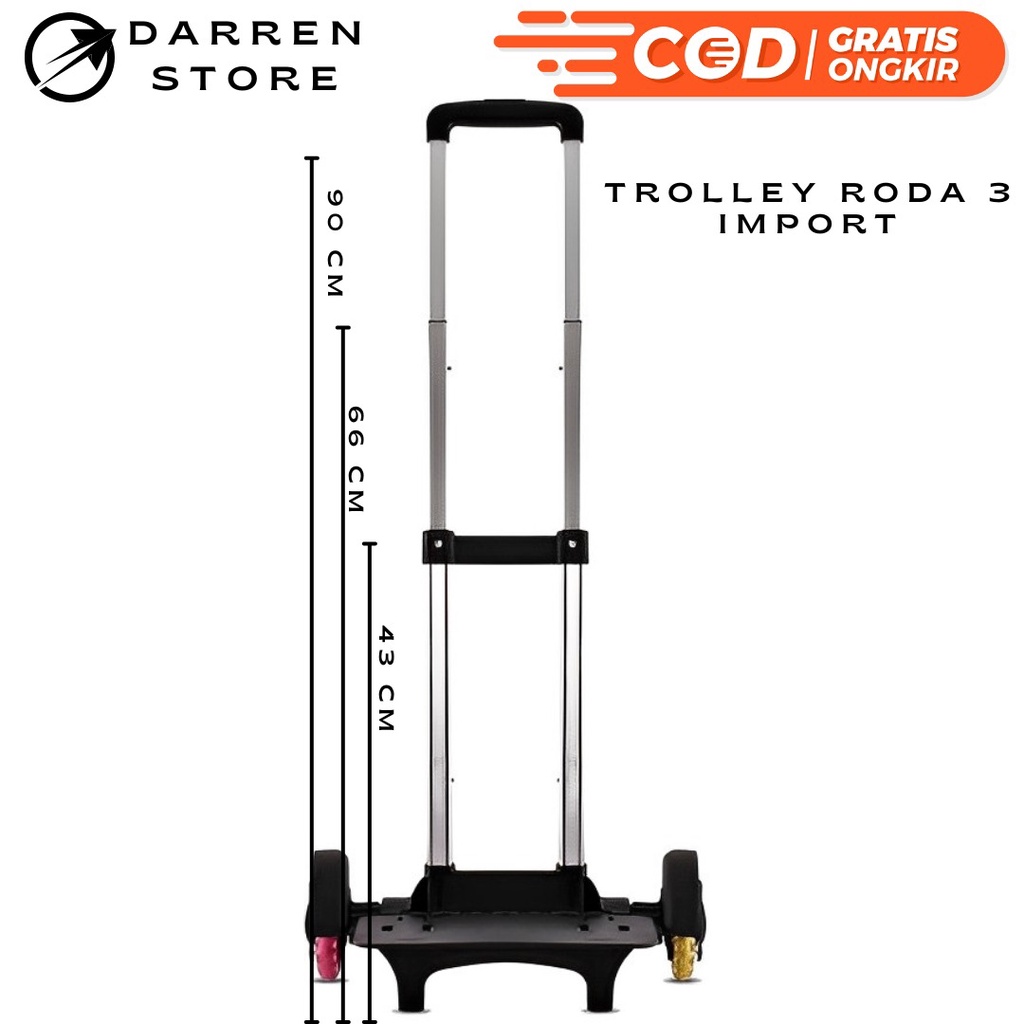 Trolley Roda 3 Penambahan Tas Troli Anak Sekolah - Trolly Roda 3 Untuk Naik Tangga -Troli Lipat Import