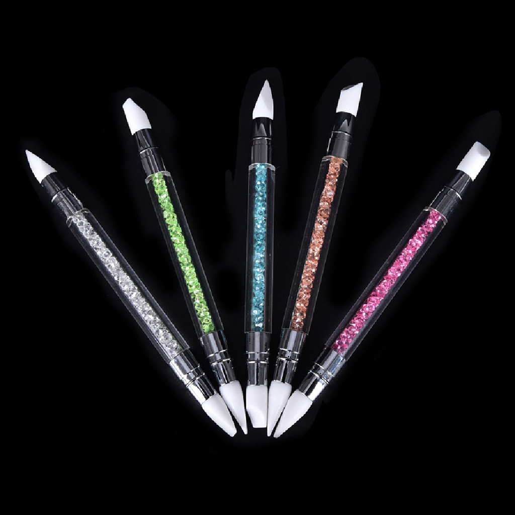 (lightoverflow2) 1pc Pen Brush Nail Art 2 Sisi Bahan Silikon