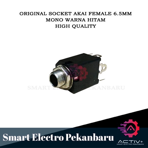 ORIGNAL SOCKET AKAI 6.5MM MONO FEMALE SOKET HITAM 6.5 MM MONO BODI PERSEGI SEGI KOTAK HITAM Socket A