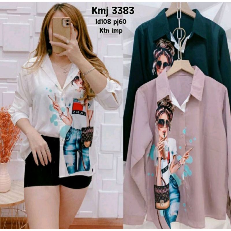 Kemeja Wanita Printing Terbaru Premium High Quality