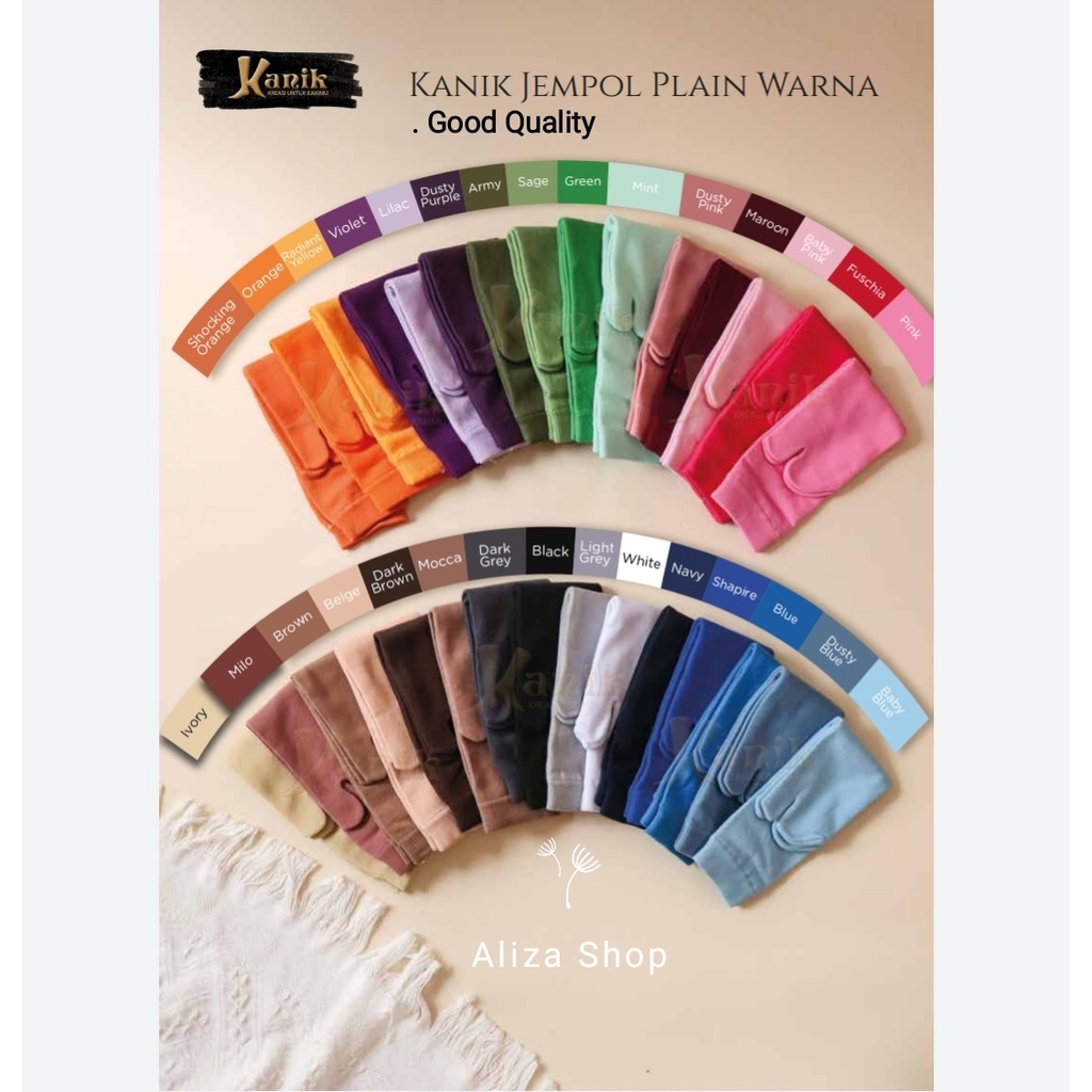 Kaos Kaki  Muslimah Jempol Polos Kanik Plain Size M, L, XL Panjang Pendek Good Quality