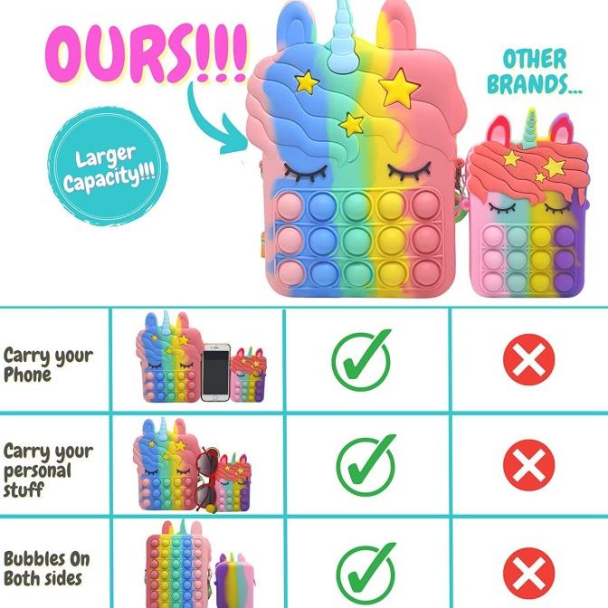 BIG POP IT BAG / Rainbow Unicorn Cross Bag / TAS POP IT /GIFT for Kid