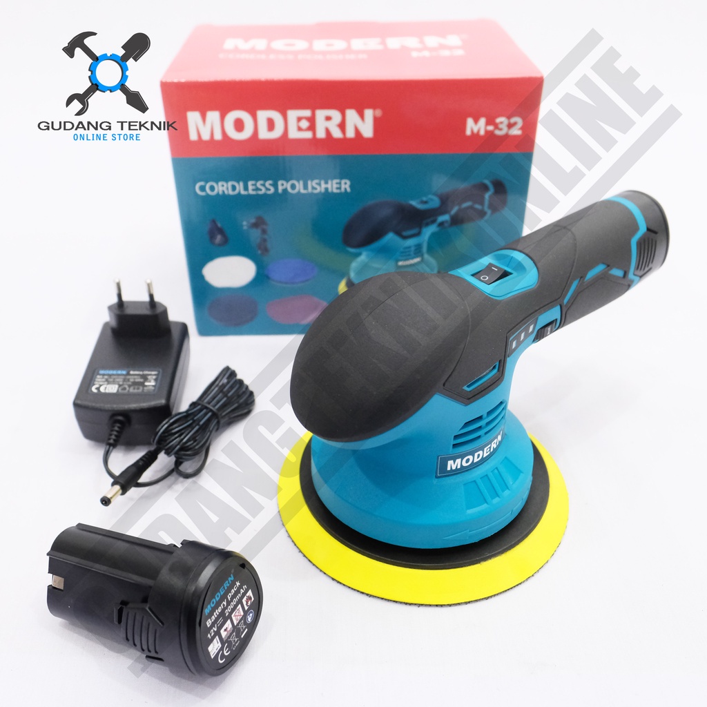 Mesin Poles Mobil BATERAI 12V M32 MODERN / CORDLESS Polisher 12Volt M 32 MODERN