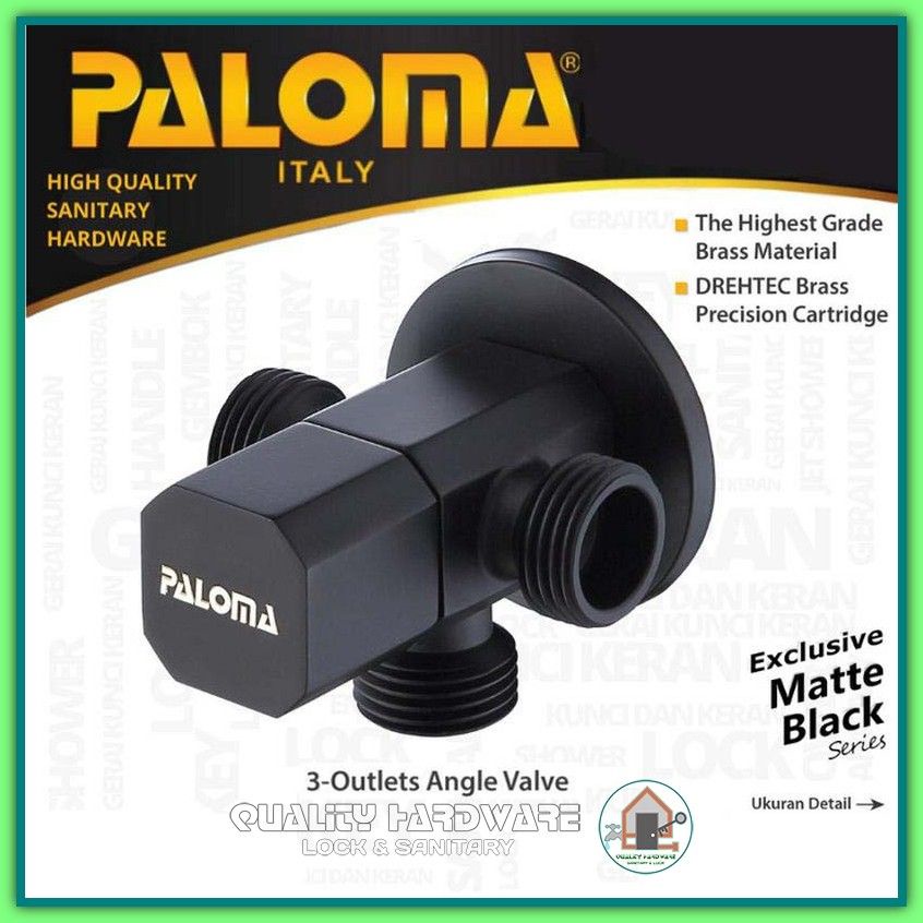 Stop Kran Cabang 3 Paloma QHFCP 9193 Stop Keran Buat Jet Shower Closet Bronze Warna Hitam Black / WC