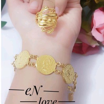 Xuping Gelang Koin Free Cincin Warna Emas 24k 1310d