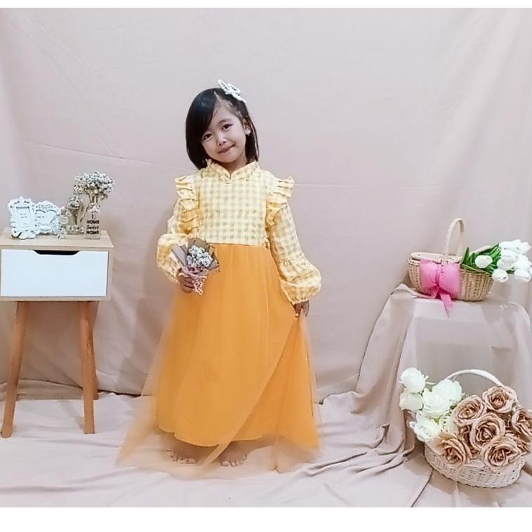 FLASH SALE Gamis tile anak 3sampai14 th //gamis tutu kotak tanpa hijab// gamis puring//gamis anak ty
