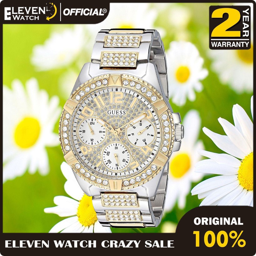 [Promo] Jam Tangan Wanita Guess W1156L5 Crystals Two Tone Stainless Steel Bracelet  Garansi 2 Tahun 