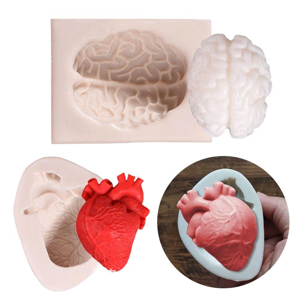 Solighter Halloween Brain Heart Fondant Retro Hias Drip Mold Cetakan Silikon