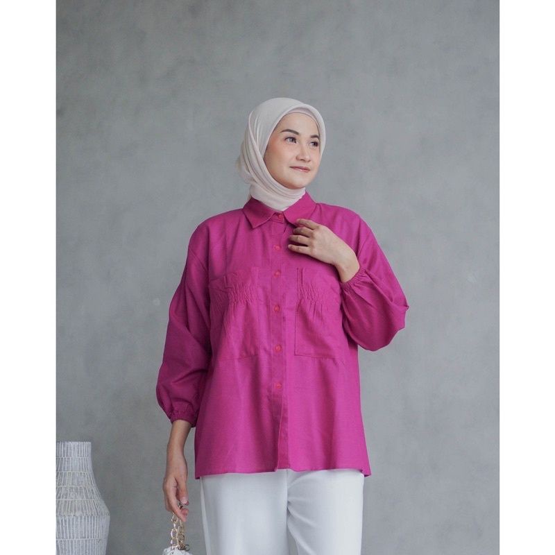 Cantika Top - Kemeja Katun Kantong Serut - Nara Katun Shirt