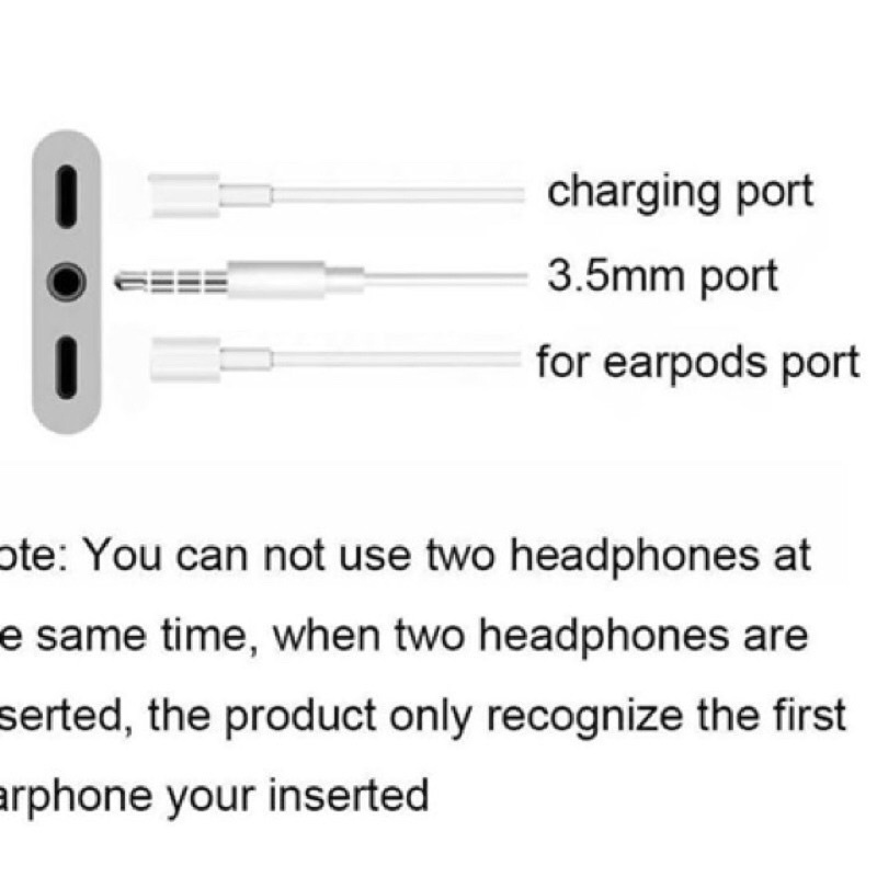 Splitter 3 in 1 JH-010 Handsfree Dual Lightning + Jack 3,5mm Converter Iphone 7 8 X XS  DLL Sambungan Iph