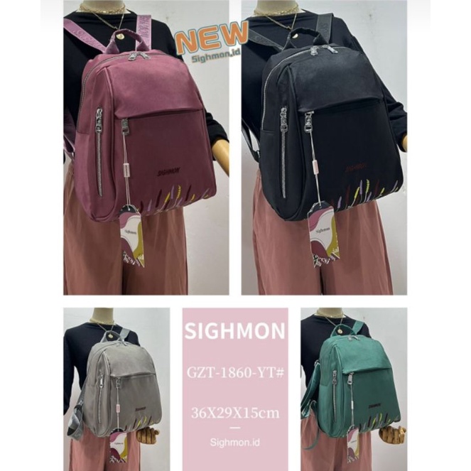 TAS RANSEL SIGHMON BUNGGA TERBARU KODE.GZT-1860-YT# IMPORT ORI