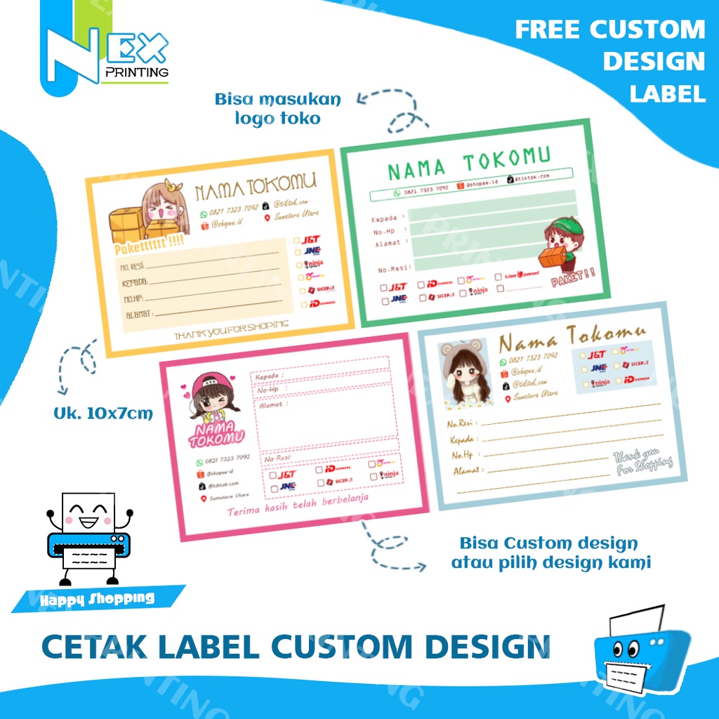 

Cetak Label Pengiriman Online Olshop / Shipping Bahan Sticker HVS