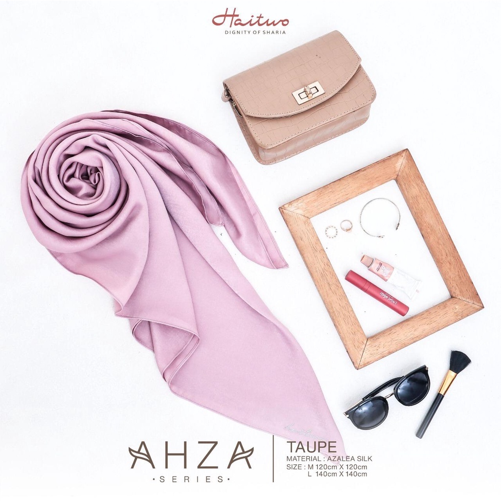 [BISA COD] AHZA Series Bahan Azalea Silk Hijab Segiempat Premium by Haitwo