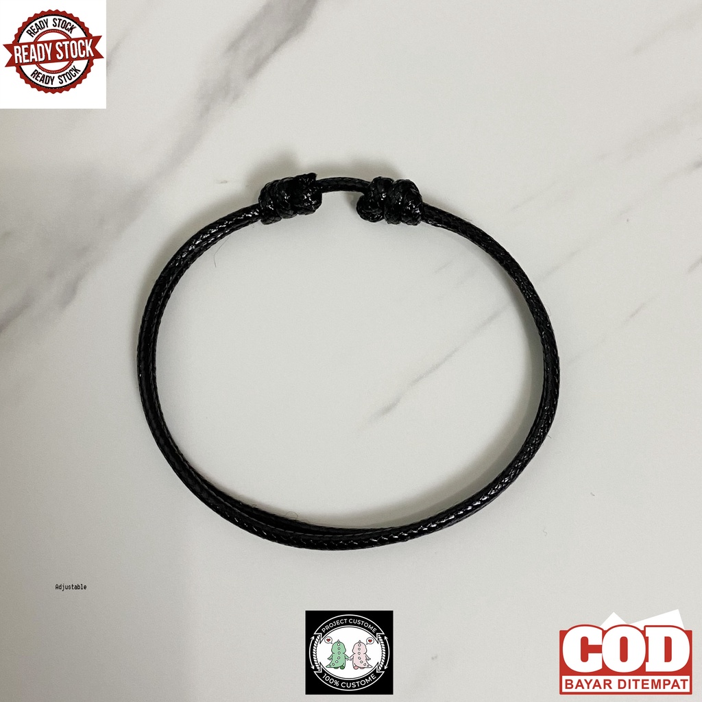 Gelang Tangan Tali Hitam Simple Polos Pria Cowok Dan Wanita Keren