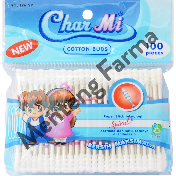 Charmi Cotton Buds Spiral Art 126 SP Isi 100 Pcs - Pembersih Telinga