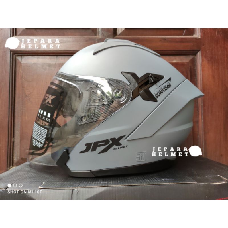 Helm JPX Nova X Solid Double Visor Dark Grey Doff | JPX Nova-X Terbaru City Helmet Solid Dark Grey A
