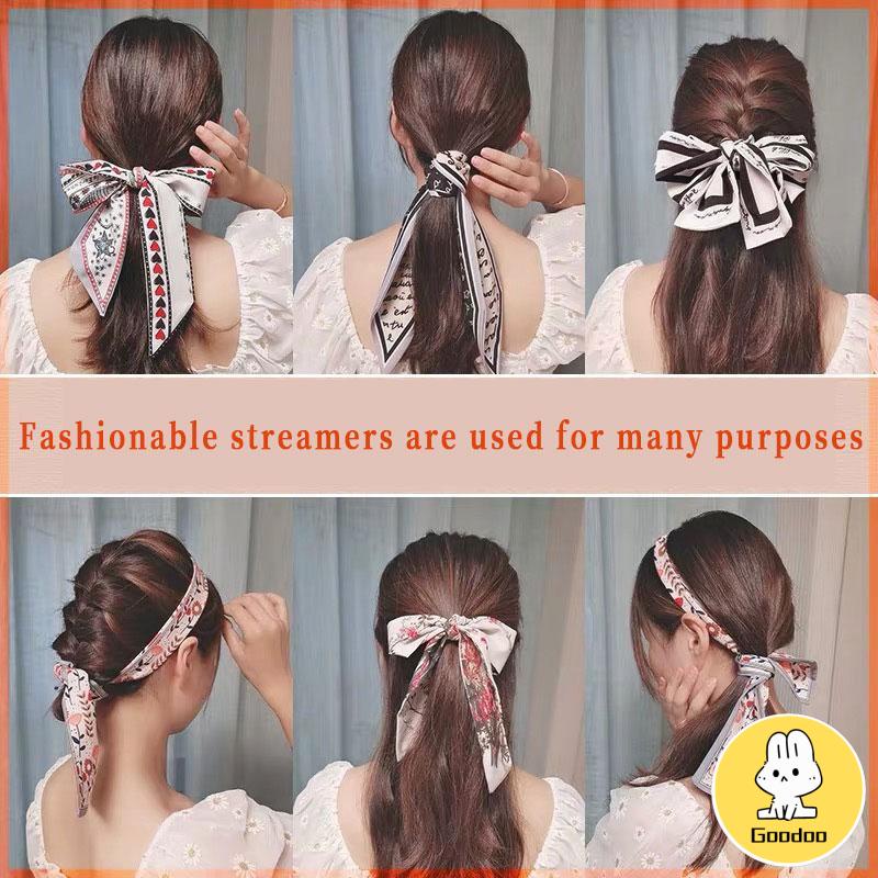 Syal/Ikat Kepala/Ikat Rambut Multifungsi Elegan/Desain Pita Prancis Wanita S -Doo
