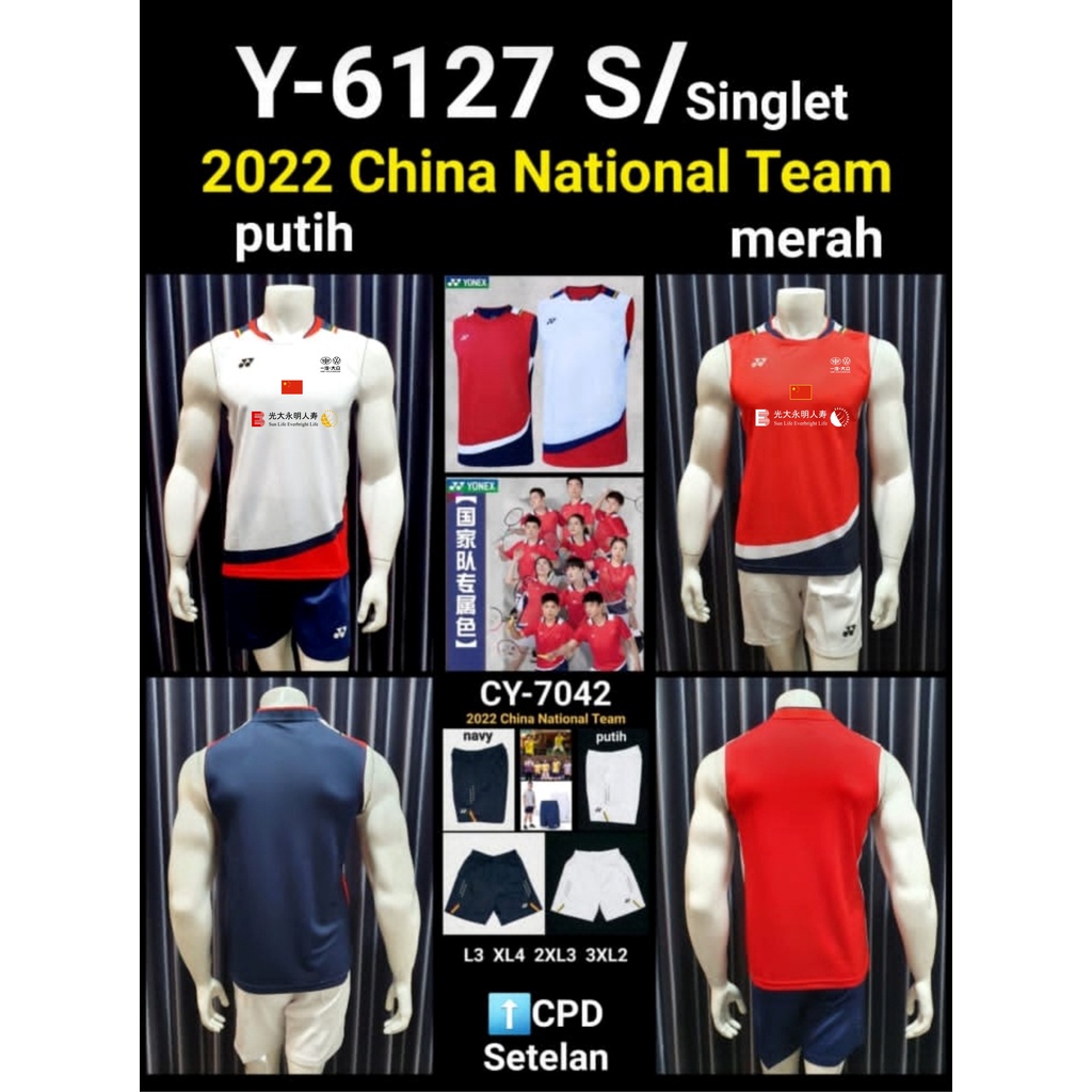 Jersey badminton Yonex Y6127 Import Grade Original lengkap dengan sablon sponsor tim China