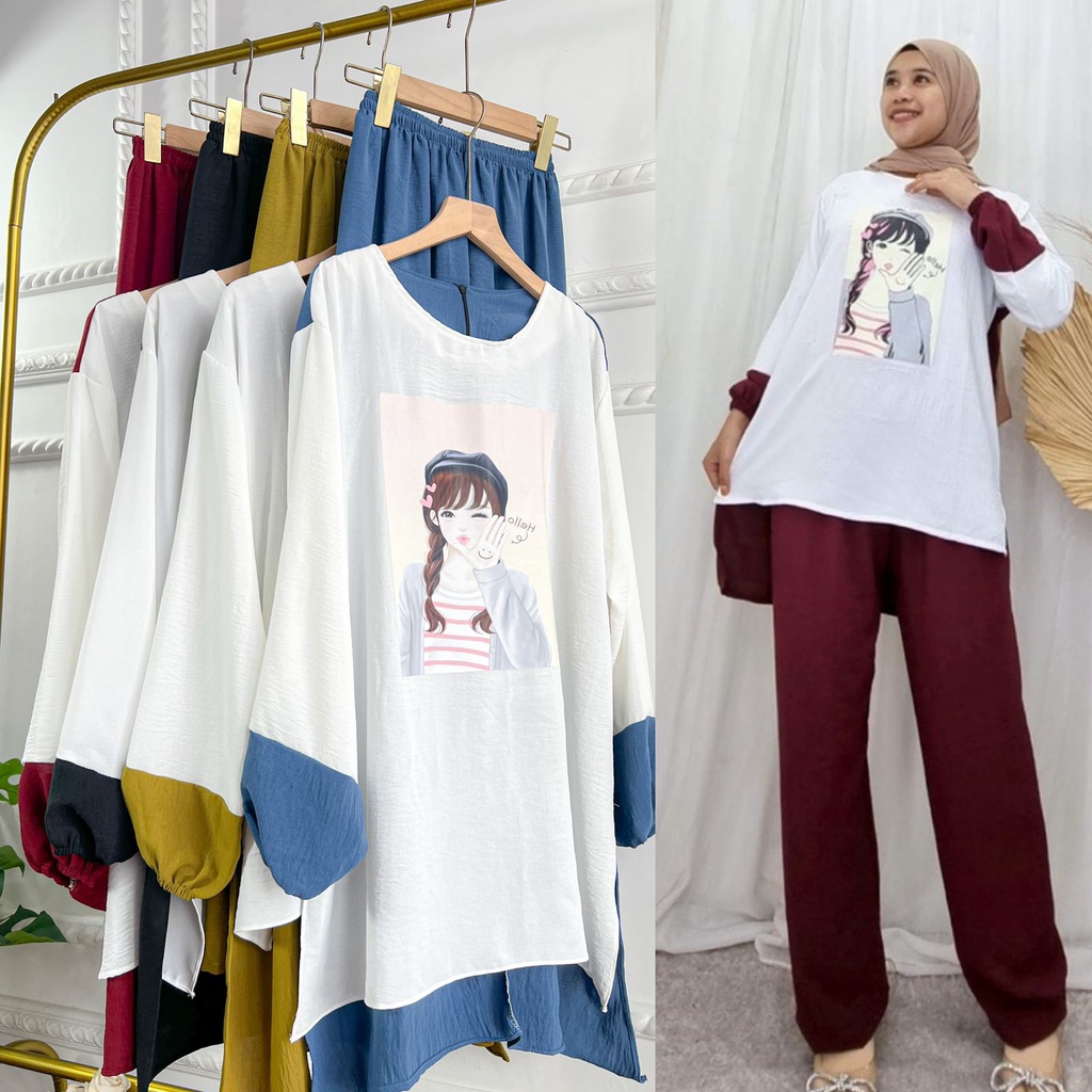 KOLEKSIO SETELAN ONESET WANITA PREMIUM AIRFLOW CRINCKLE DEODORA PREMIUM RAYON