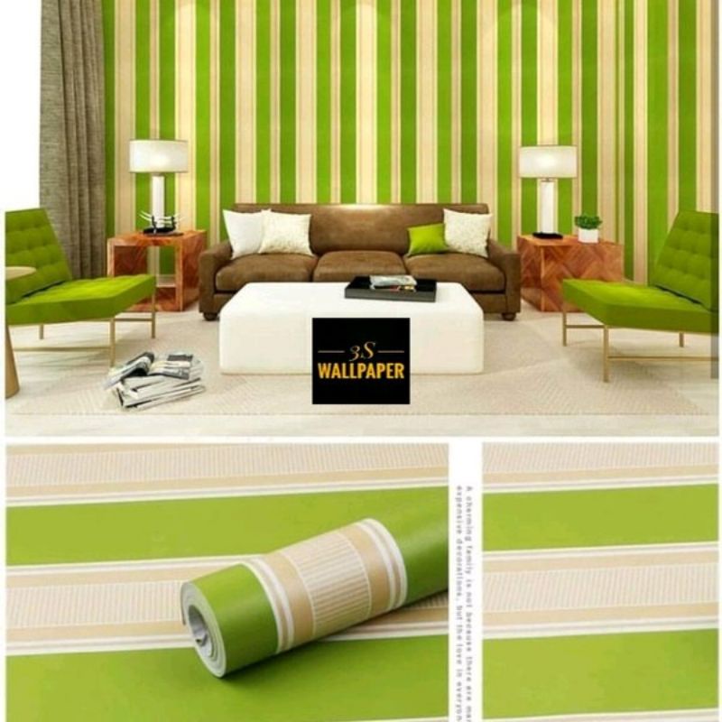 Wallpaper Stiker Dinding Ukuran 8 Meter GH026/CY1029 Motif Saliur Hijau Termurah