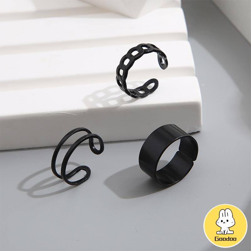 3pcs Set Cincin Jari Knuckle Gaya Vintage Punk Korea Untuk Pria Dan Cincin Wanita -Doo