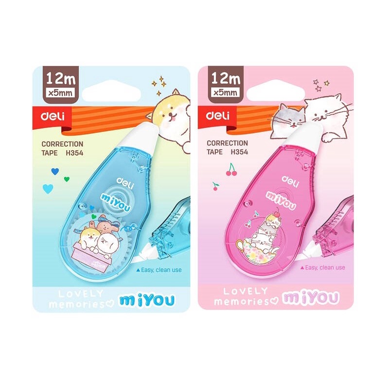 

CORRECTION TAPE TIPEX KERTAS 12 M X 5 MM DELI H354 MOTIF LUCU TIPE X ROLL KERTAS