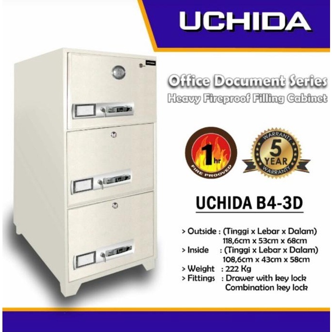 

BEST SALES FILLING CABINET 3 LACI TAHAN API UCHIDA - BRANKAS UCHIDA B4-3D SALE