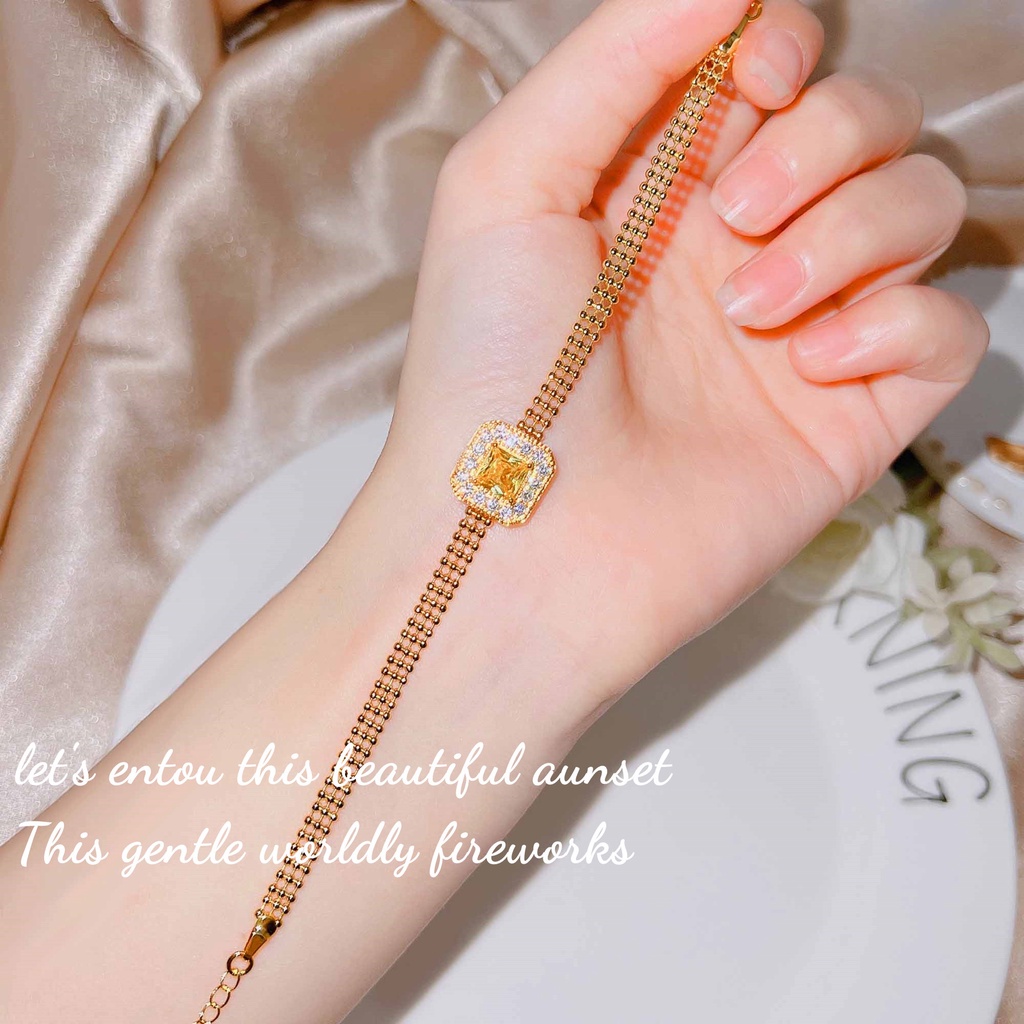 Goldkingdom Fashion Perhiasan Emas Asli Kadar 375 Bangkok Aksesoris Ready Stock Medium Gaya Antik Gelang Manik-Manik Warna Perancis Harta Karun 18K Emas Bantal Dengan Gelang Berlian Kuning