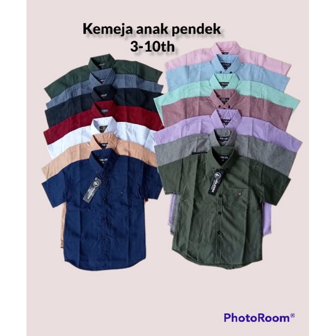 KEMEJA ANAK POLOS PENDEK 3-10TH/KEMEJA ANAK DISTRO
