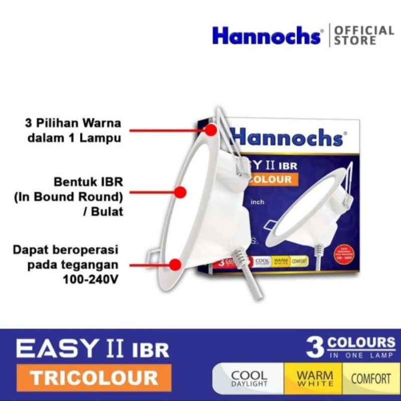 HANNOCHS EASY II IBR 3W 3 WATT TRICOLOUR / HANNOCHS EASY II 3W 3 WATT TRICOLOUR BULAT TANAM PLAFON