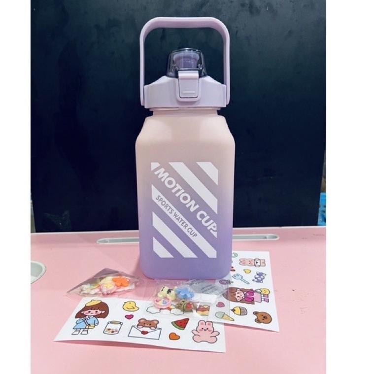 A4G4 Botol Gemoy Kotak Gradasi Viral 1500ML / 1,5Liter  Stiker 2D & 3D dan Tali gantungan BZ-108 Rea