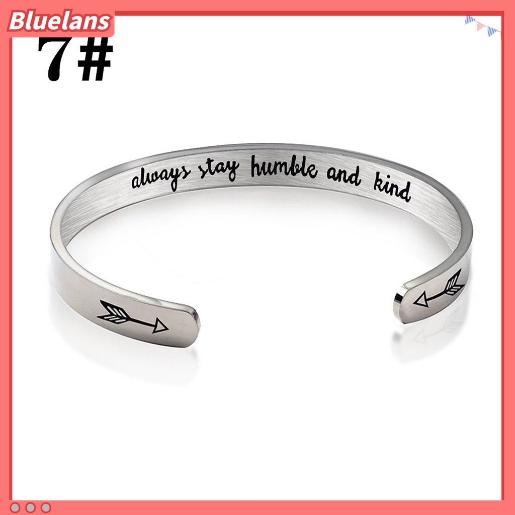 Gelang Bangle Open Cuff Bahan Stainless Steel Motif Ukir Tulisan Keep Fucking Going Untuk Hadiah