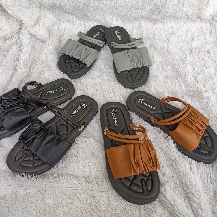 Sandal Wanita Terbaru Teplek Tali Kerut/Sandal Teplek Kekinian