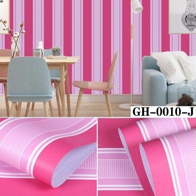 WALLPAPER 45cm X 5m WALLPAPER TERLARIS SALUR PINK