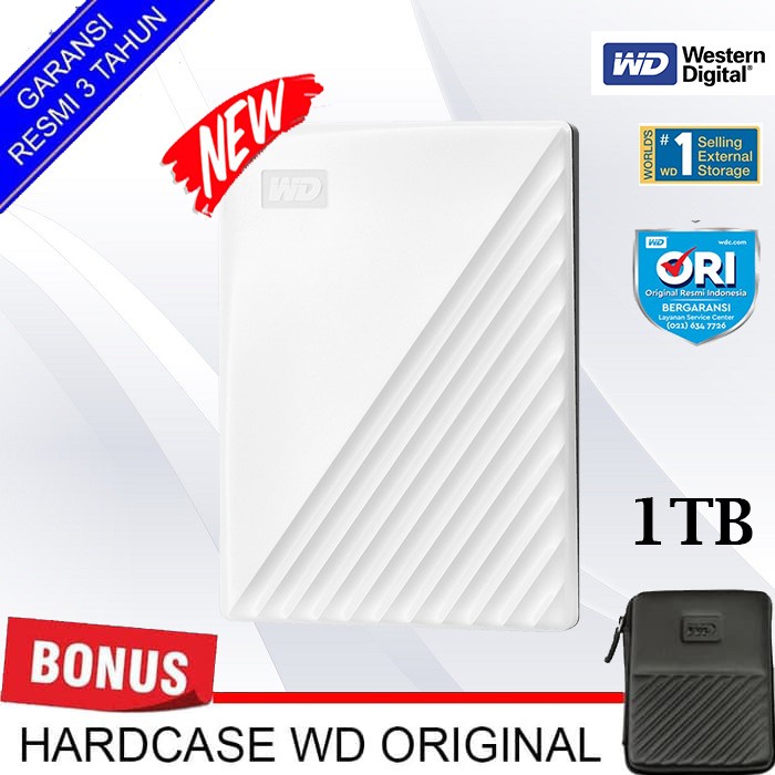 Hard Disk Wd My Passport 1Tb Putih - Hd Hdd Hardisk Eksternal External 2.5"