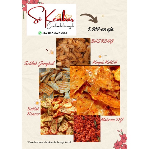 

Camilan Pedas Basreng, Kripca, Makaroni, Seblak