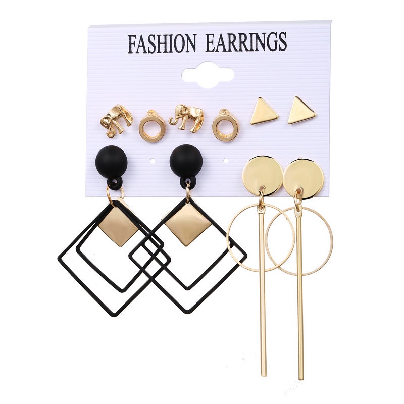 Anting Tusuk Gantung Wanita Desain Gajah Geometri Gaya Simple Kreatif Untuk Pesta / Hadiah