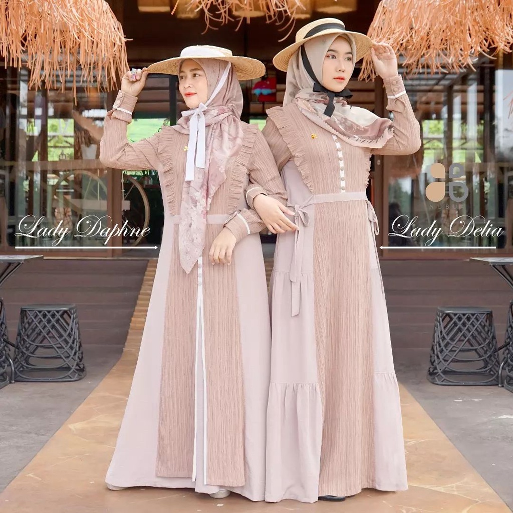 Gamis Nubua Lady Delia Dress Fashion Pakaian Wanita Muslimah